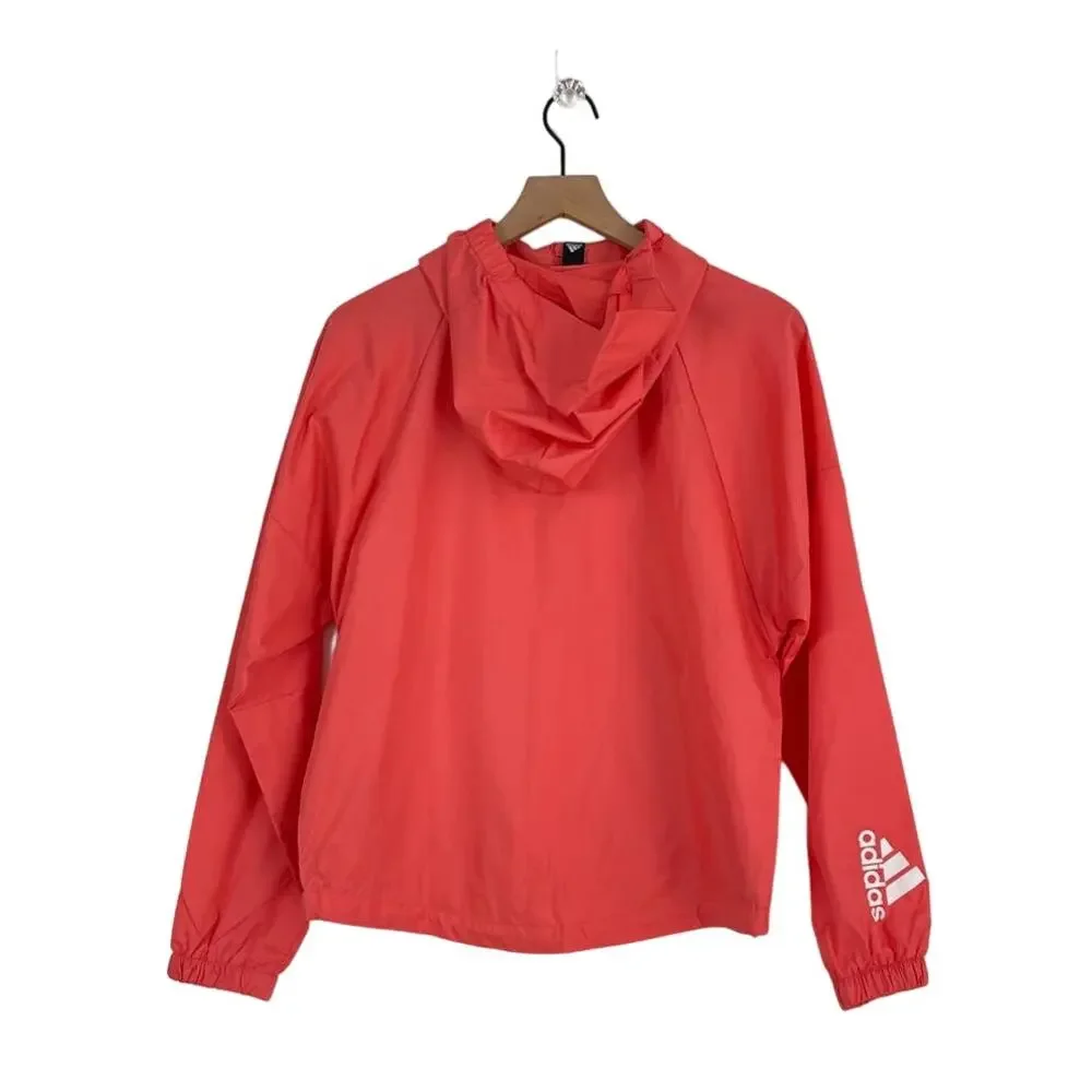 NEW Adidas Women's Pink Training Full Zip Hooded Windbreaker‎ Size Small